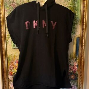 DKNY Black Hoodie Top with Pink Logo